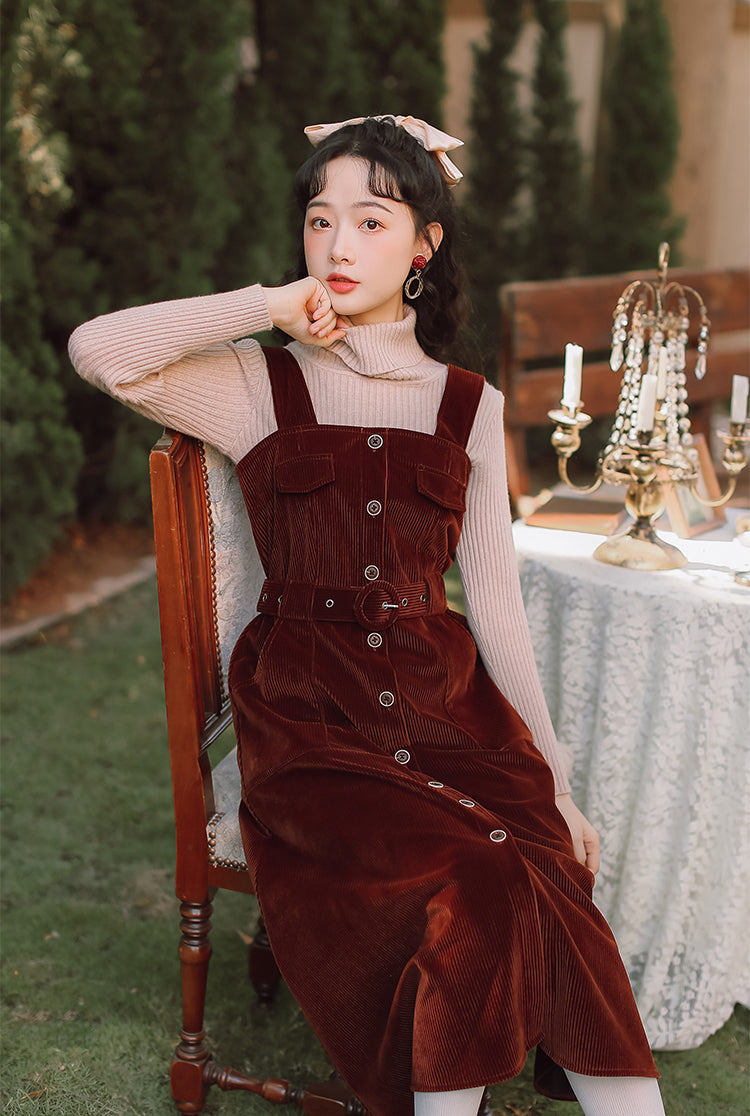 Corduroy Button Up Midi Dress