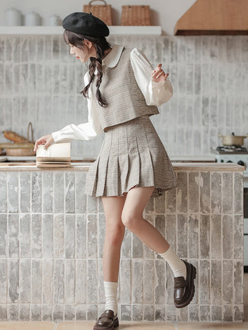 Preppy-kariertes zweiteiliges Set