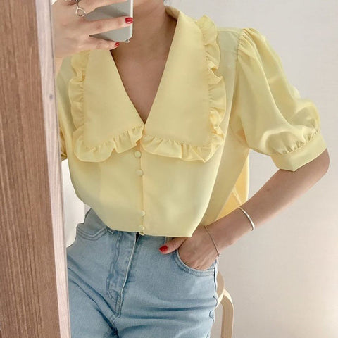 Peter Pan Collar Button Up Shirt