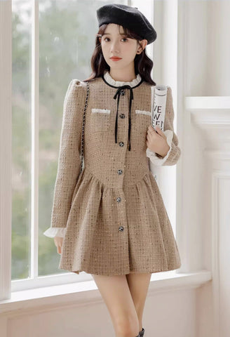 Latte Tweed-Minikleid