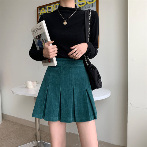 Corduroy Pleated Skirt