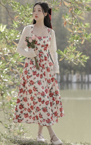 Retro Rose Midi Dress