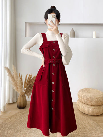 Corduroy Button Up Midi Dress