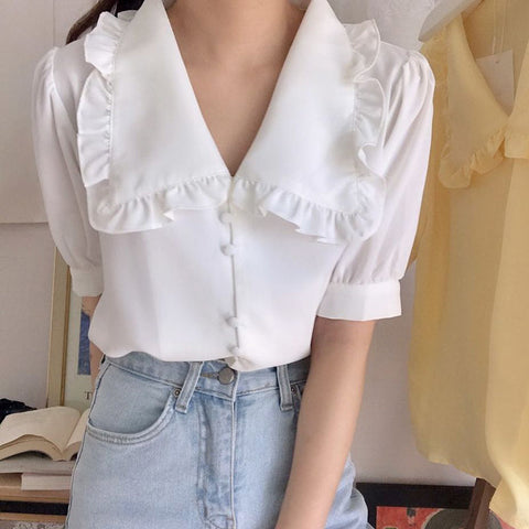 Peter Pan Collar Button Up Shirt