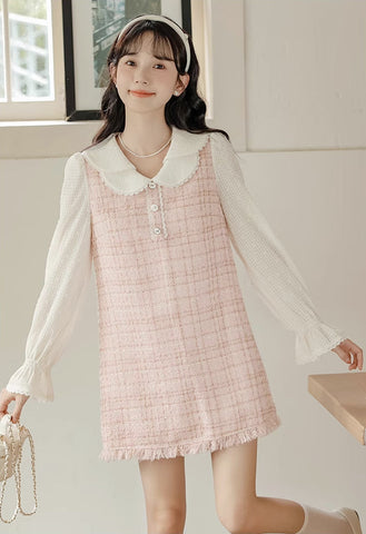 Tweed Plaid Mini Shift Dress