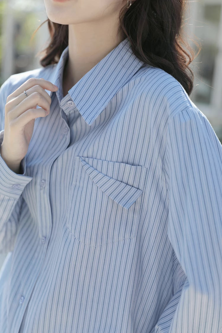 Boyfriend Stripe Button Up Shirt