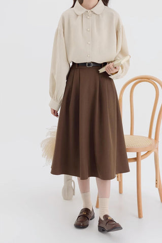 Waffle Puff Sleeve Blouse