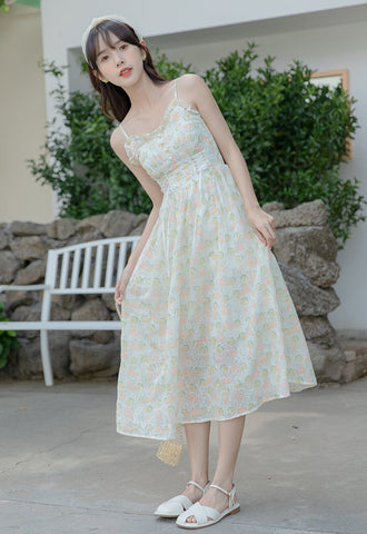 Vestido camisola con estampado de jardín de acuarela