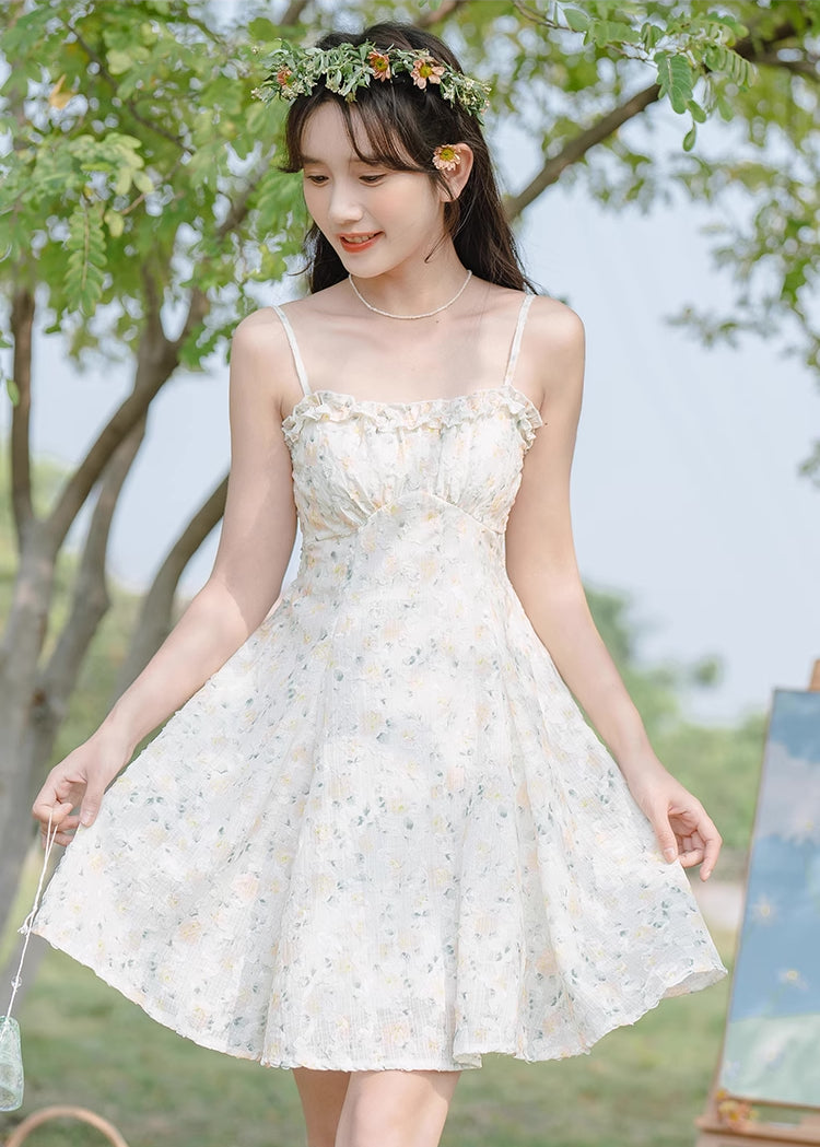 Vestido mini de tirantes con rosa descolorido