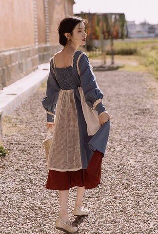 Vestido de doncella de patchwork
