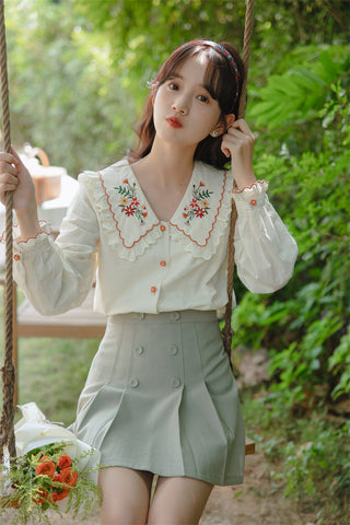 Floral Blooms Embroidered Blouse