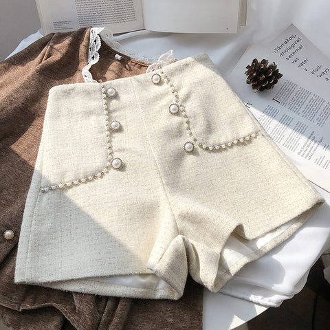 Pearl Trim Tweed Shorts