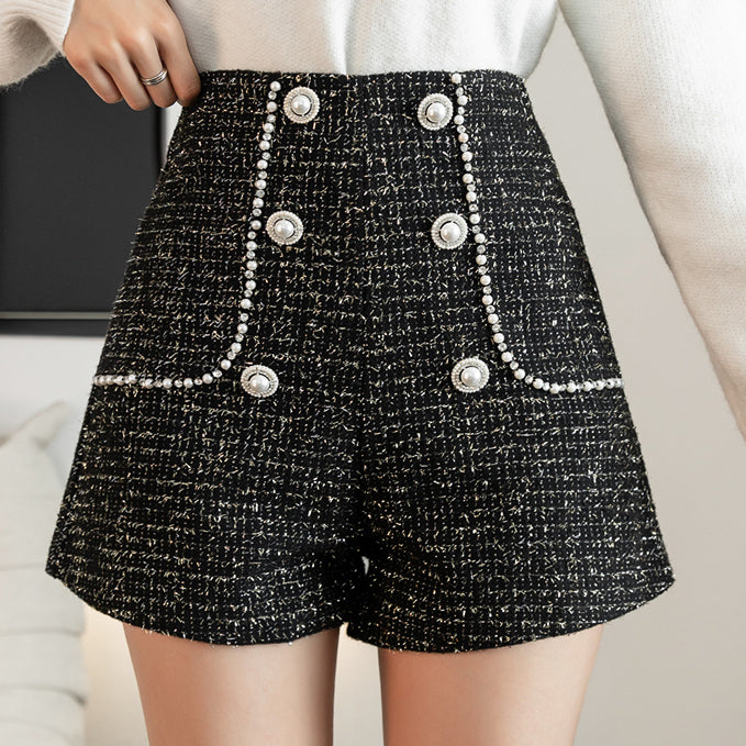 Pearl Trim Tweed Shorts