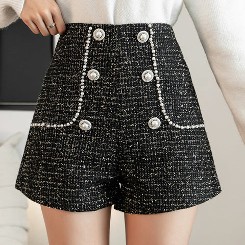 Pearl Trim Tweed Shorts