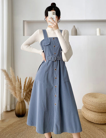 Corduroy Button Up Midi Dress