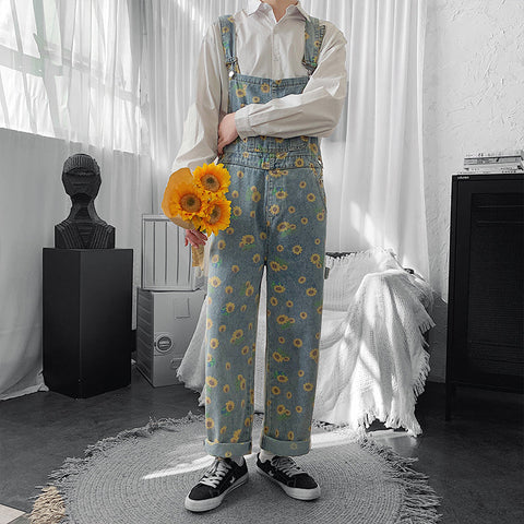 Sonnenblumen-Jeans-Overall
