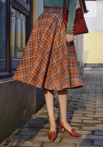 Maple – Karierter Midi-Tellerrock