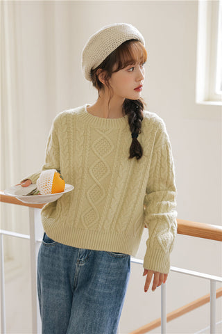 Basic-Pullover mit Zopfmuster