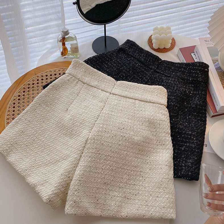 Pantalones cortos de tweed con lentejuelas a medida