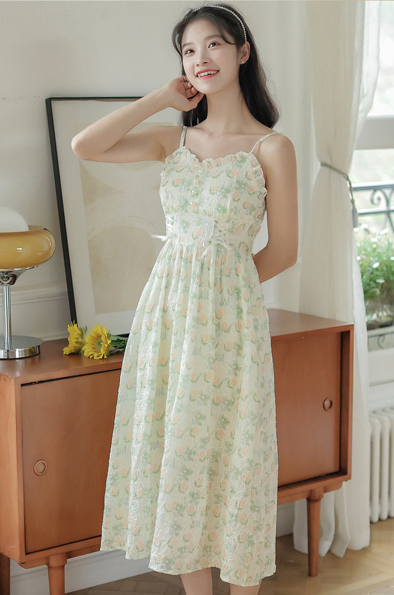 Vestido camisola con estampado de jardín de acuarela