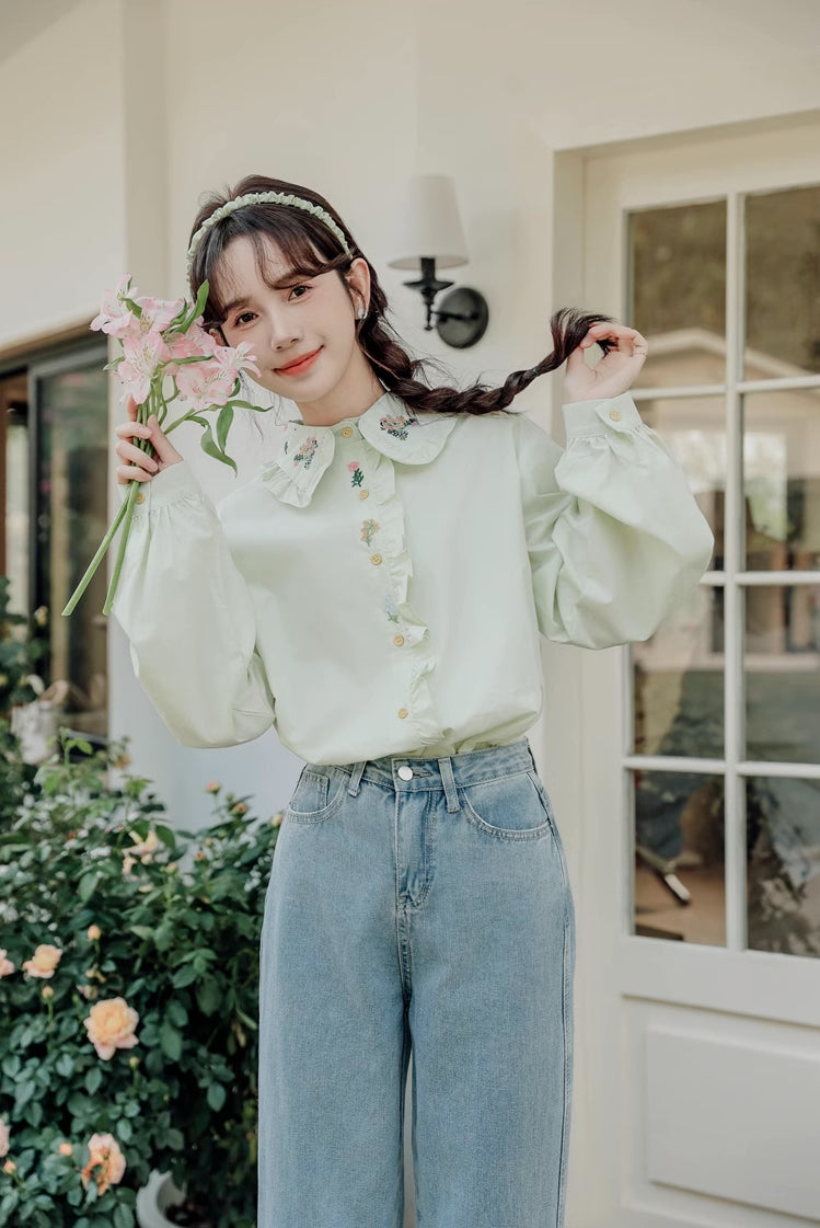 Floral Bouquet Embroidered Blouse