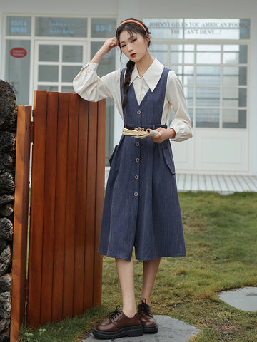 Traveller's Pinafore-Set mit Nadelstreifen