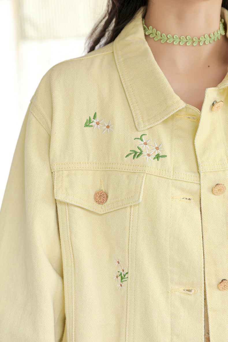 Daisy Garden Embroidered Denim Jacket