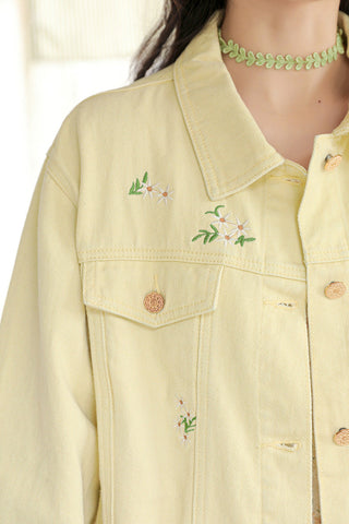 Jeansjacke mit Daisy Garden-Stickerei