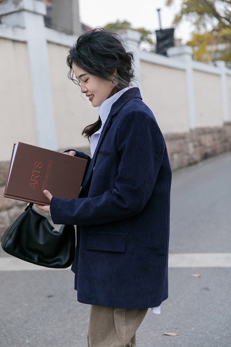 Corduroy Double Breasted Blazer Jacket