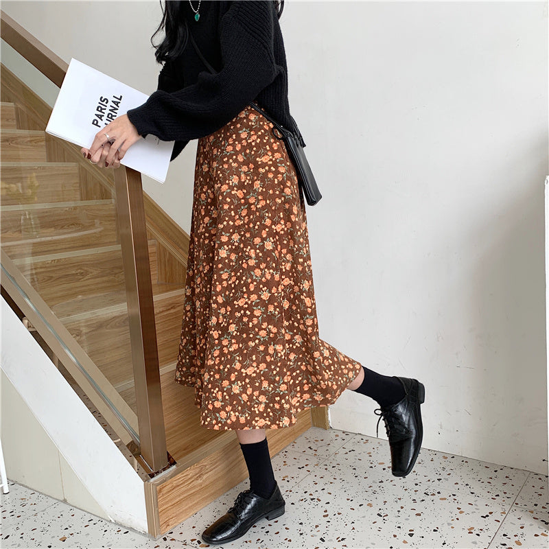 Fall Florals Midi Skirt