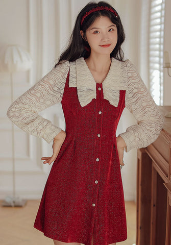 Lace Bow Sweater Dress