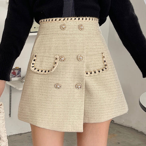 Pantalones cortos asimétricos de tweed preppy