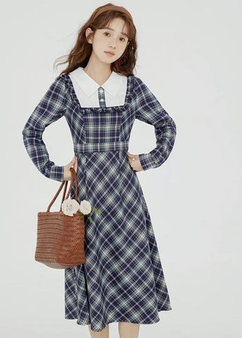 Uni Plaid Midi Dress