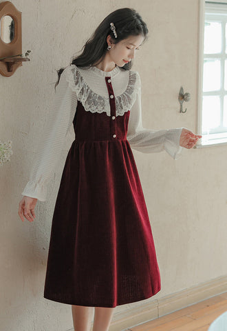 Lace High Neck Sweater Dress