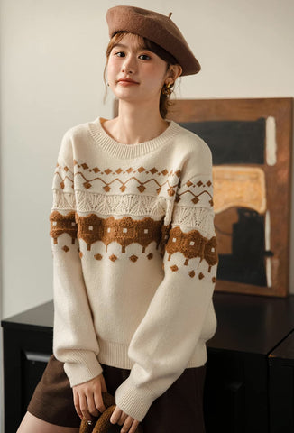 Suéter Fair Isle color canela