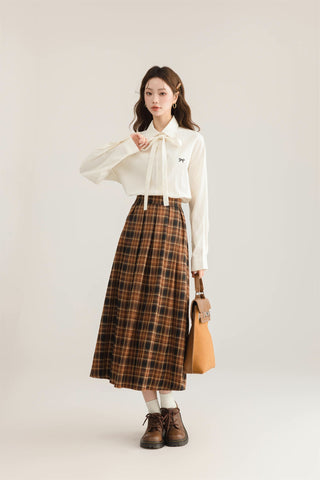 Autumnal Plaid Midi Skirt