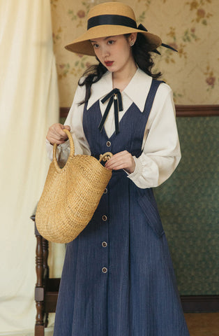 Traveller's Pinafore-Set mit Nadelstreifen