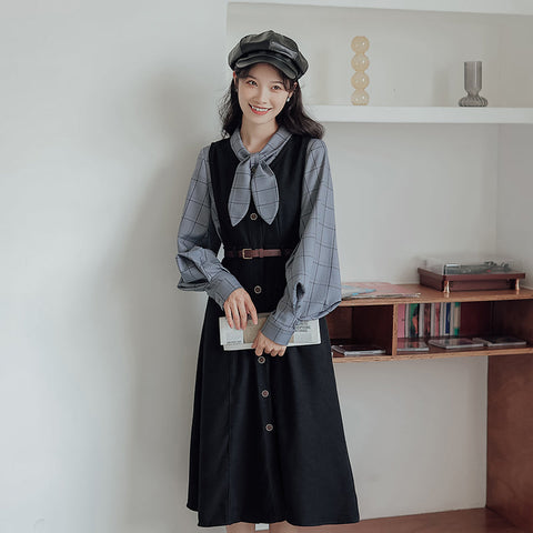 Button Up Suede Pinafore Dress