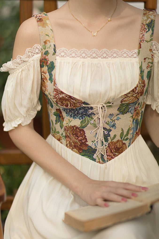 Rustic Floral Corset Twofer Dress