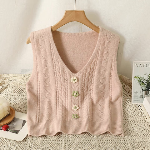 Matcha Pom Pom Daisy Vest