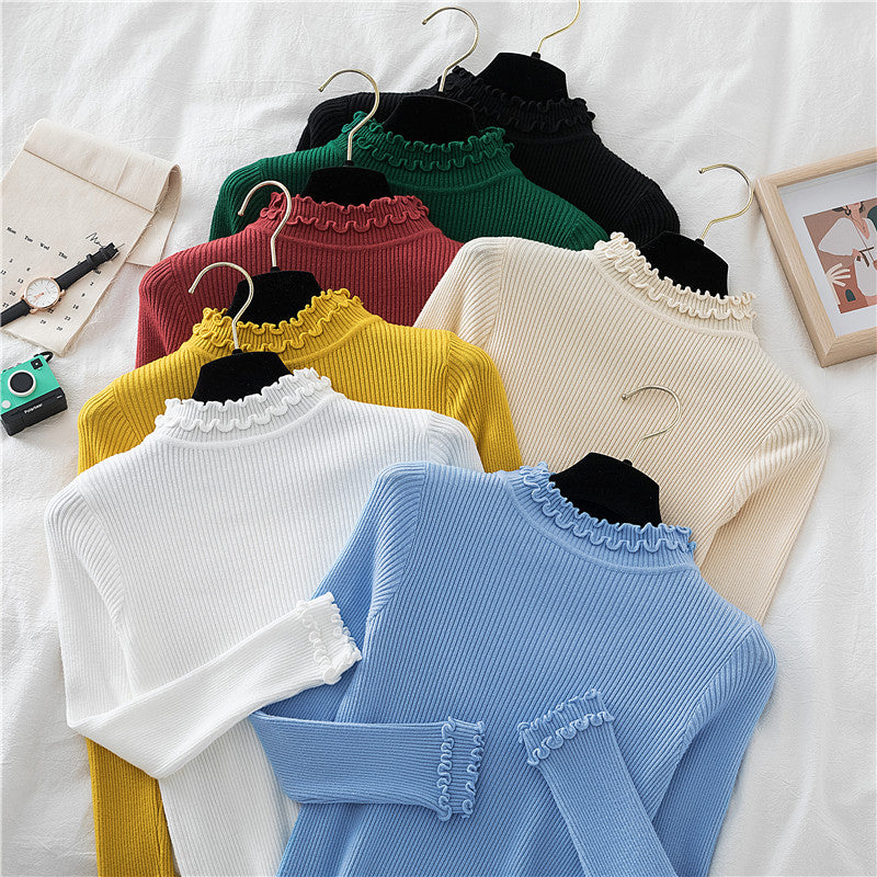 Basic Frilly Mock Neck Sweater