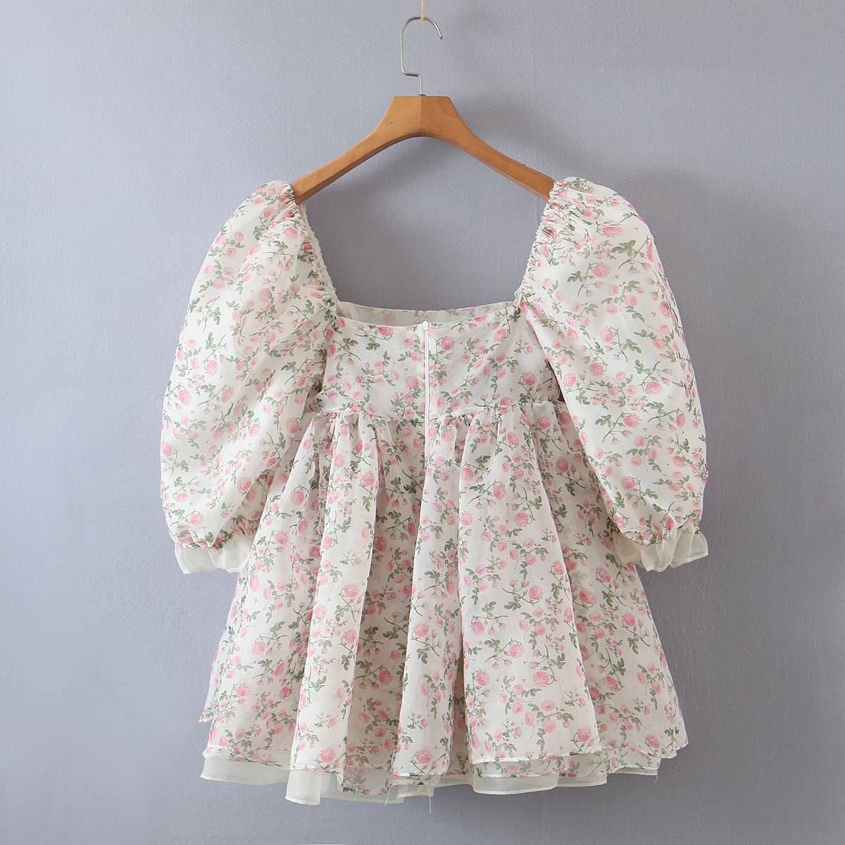 Vestido mini abullonado reversible Rose Tea