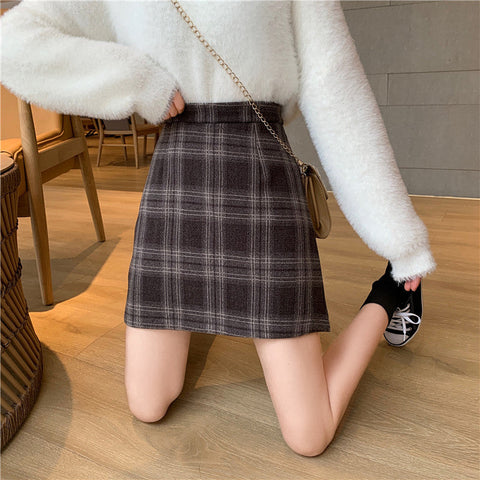 Ashy Plaid Mini Skirt