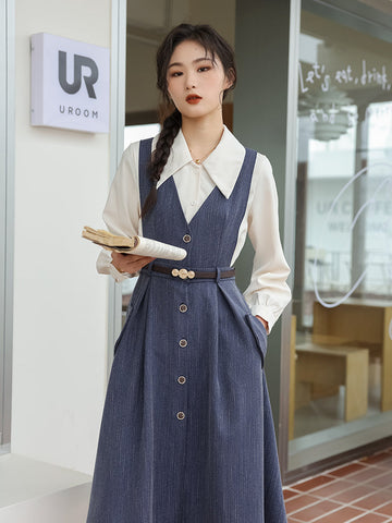 Traveller's Pinafore-Set mit Nadelstreifen