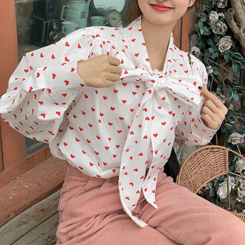 Little Hearts Tie Up Blouse