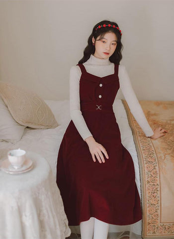 Corduroy Pearl Cami Midi Dress