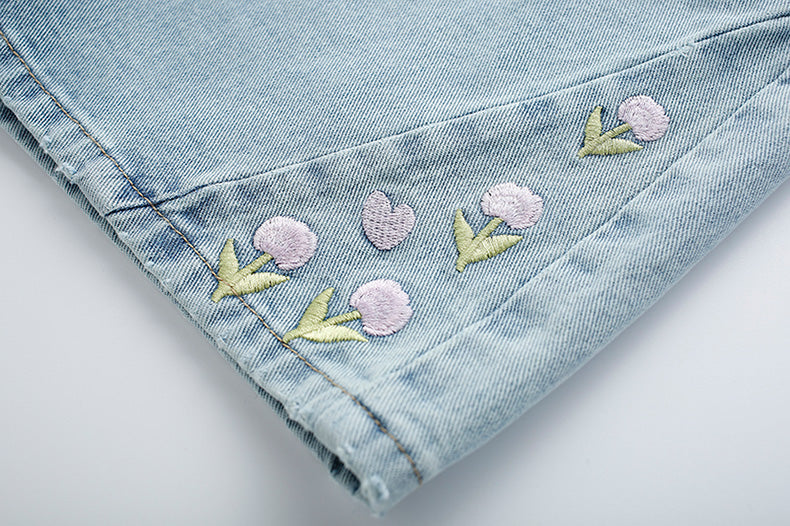Tulip Tips Embroidered Shorts