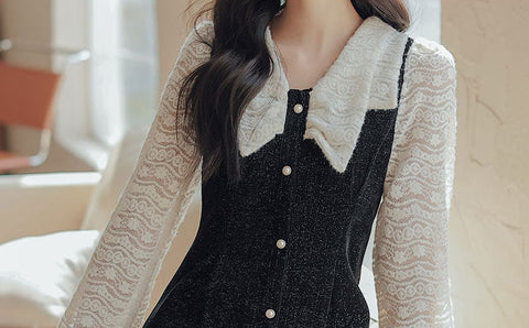 Lace Bow Sweater Dress