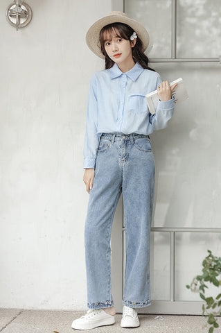 Flower Hem Embroidered Jeans