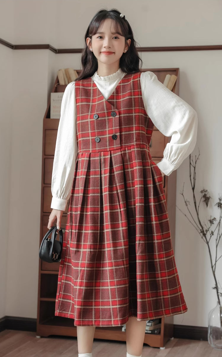 Biscuit Plaid Midi Dress